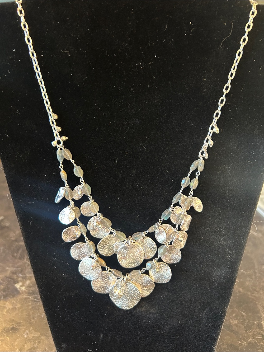 Stella and Dot Silver Multi-Disc Statement Necklace - Women Jewelry